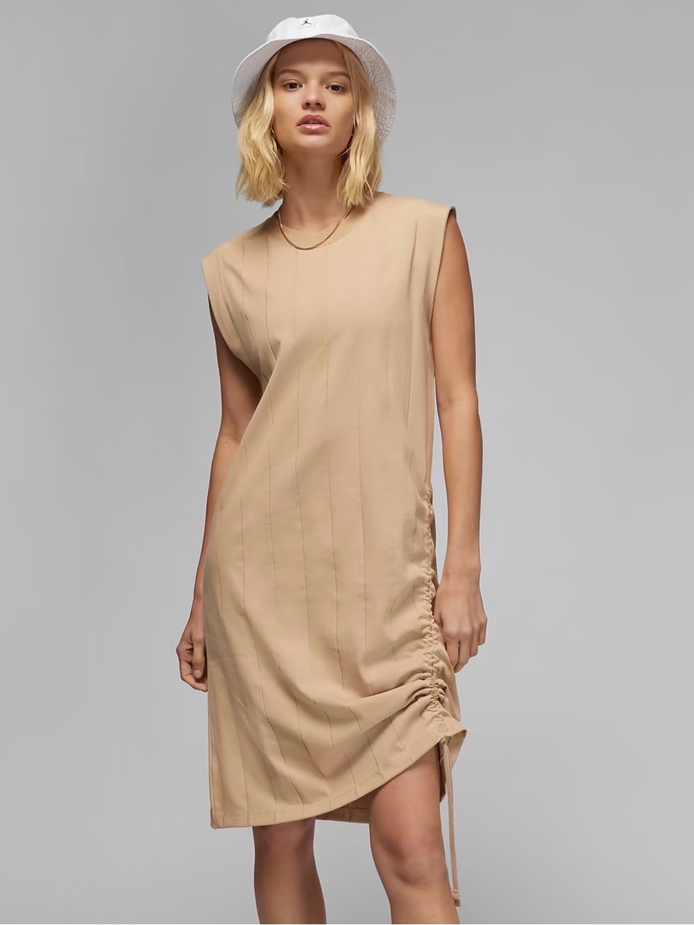 Jordan Sleeveless Knit Midi Dress in Tan